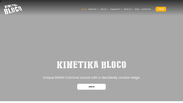 Screenshot of the Kinetika Bloco website