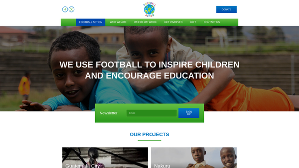 Screenshot of the Football Action website