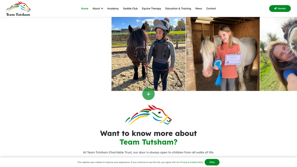 Screenshot of the Team Tutsham Charitable Trust website