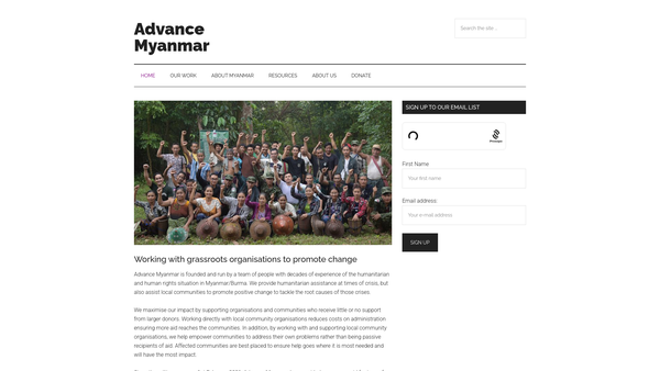 Screenshot of the Advance Myanmar Ltd website