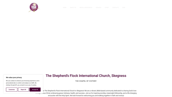 Screenshot of the The Shepherd's Flock International Church, United Kingdom website