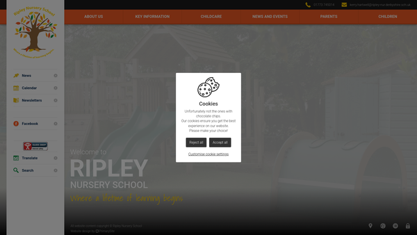 Screenshot of the Ripley Nursery School Childcare website