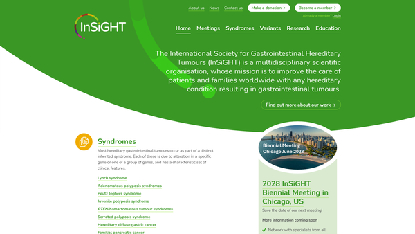 Screenshot of the The International Society For Gastrointestinal Hereditary Tumours website