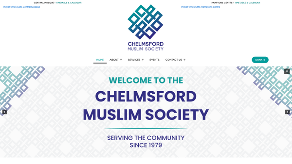 Screenshot of the Chelmsford Muslim Society website