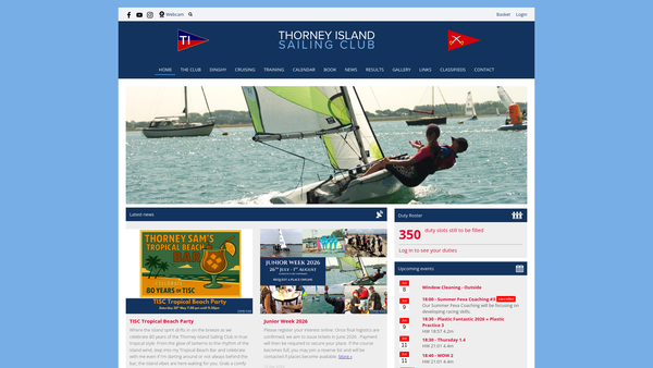 Screenshot of the Army Sailing Association - Thorney Island Sailing Club website