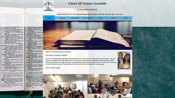 Screenshot of the Christ All Nations Assembly website