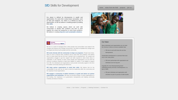 Screenshot of the Skills For Development website