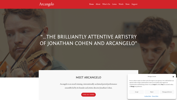 Screenshot of the Arcangelo website