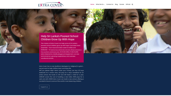 Screenshot of the Extra Cover Sri Lanka website