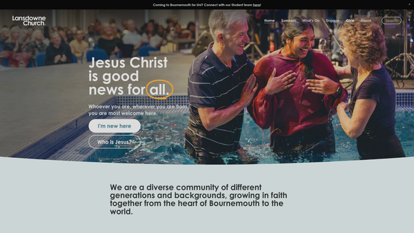 Screenshot of the Lansdowne Baptist Church, Bournemouth website