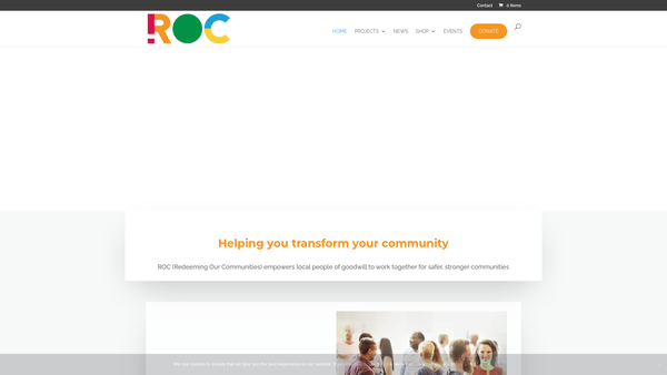 Screenshot of the Redeeming Our Communities website