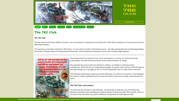 Screenshot of the The 762 Club website