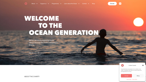 Screenshot of the Ocean Generation website