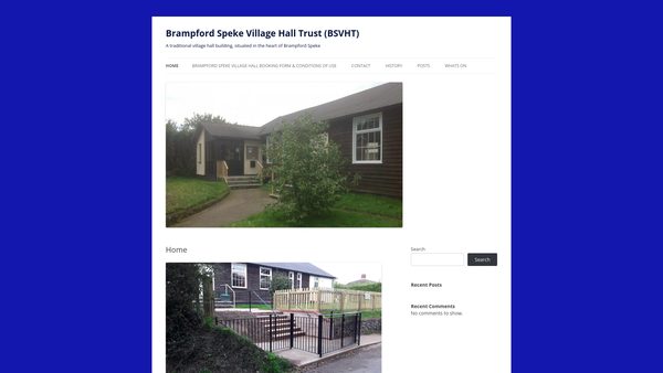 Screenshot of the Brampford Speke Village Hall Trust website