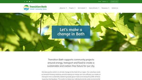 Screenshot of the Transition Bath Limited website