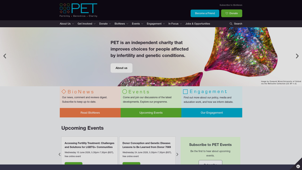Screenshot of the Progress Educational Trust website