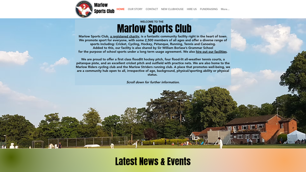 Screenshot of the Marlow Sports Club Limited website