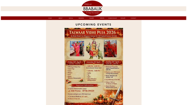 Screenshot of the Bhakt Bhakti Aur Bhagwan Ashram UK website