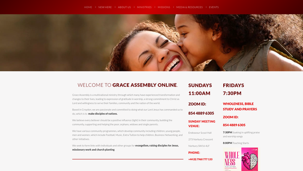 Screenshot of the Grace Assembly website