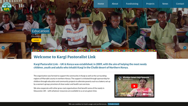 Screenshot of the Kargi Pastoralist Link (UK & Kenya) website