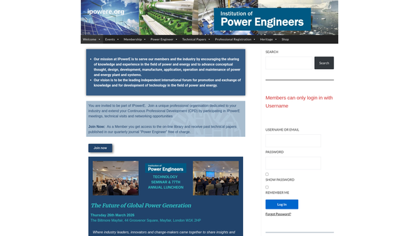 Screenshot of the The Institution Of Power Engineers website