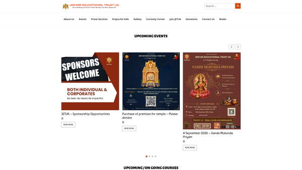 Screenshot of the Jeeyar Educational Trust UK website