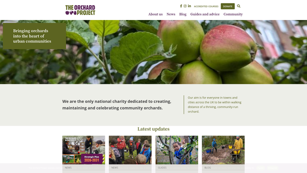 Screenshot of the The Orchard Project (Cause) Ltd website