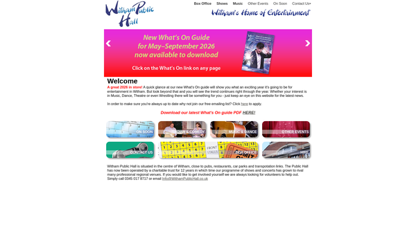 Screenshot of the Witham Public Hall Trust Limited website