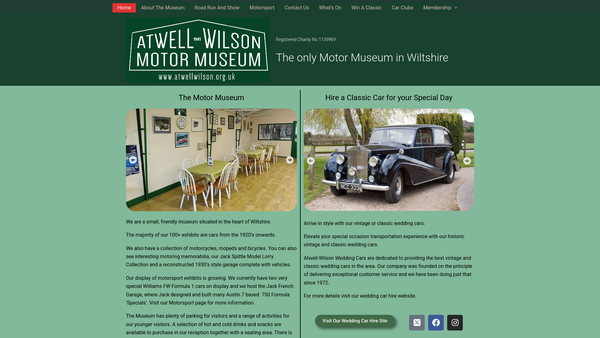 Screenshot of the Atwell Wilson Motor Museum website