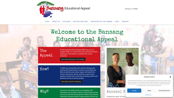 Screenshot of the Bansang Educational Appeal website