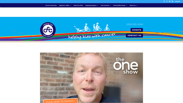 Screenshot of the Cyclists Fighting Cancer website