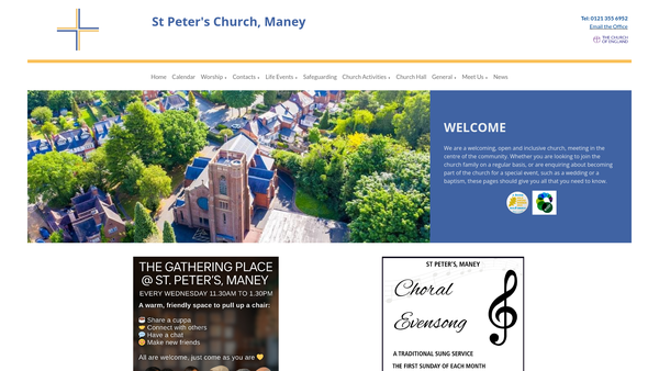 Screenshot of the The Parochial Church Council Of The Ecclesiastical Parish Of St Peter's, Maney website
