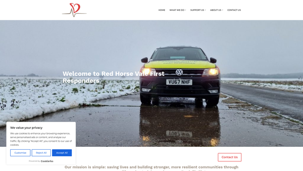 Screenshot of the Red Horse Vale & District Community First Responders website