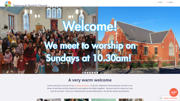 Screenshot of the Tabernacle Baptist Church Wolverhampton website