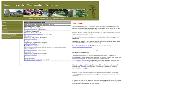 Screenshot of the Framsden Fundraisers website