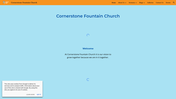 Screenshot of the Cornerstone Fountain Church website