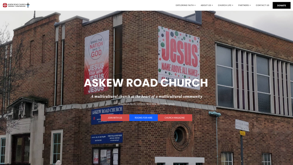 Screenshot of the Askew Road Church (Methodist/united Reformed) website