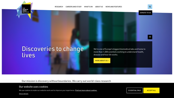 Screenshot of the The Francis Crick Institute Limited website