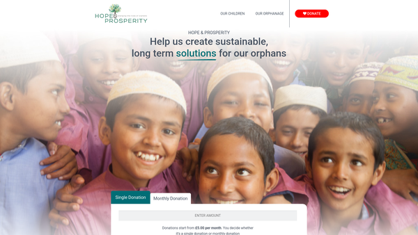 Screenshot of the Hope And Prosperity website