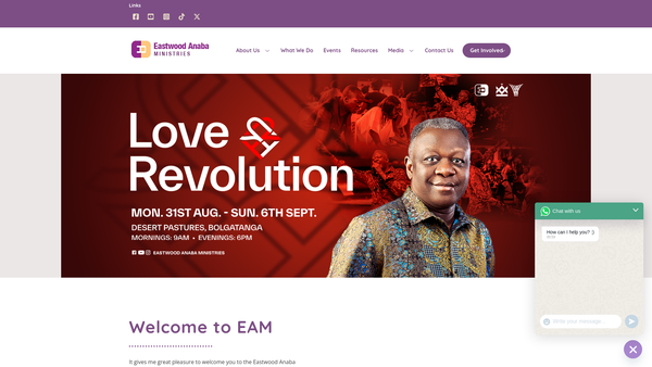 Screenshot of the Eastwood Anaba Ministries website