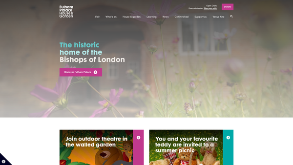 Screenshot of the Fulham Palace Trust website