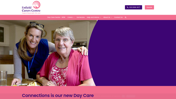 Screenshot of the Enfield Carers Centre website