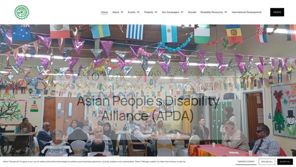 Screenshot of the Asian People's Disability Alliance Limited website