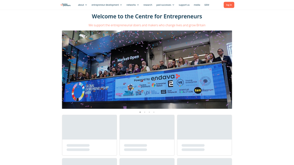 Screenshot of the The Centre For Entrepreneurs website