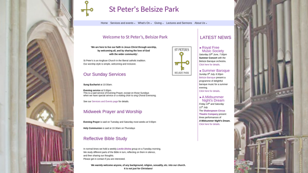 Screenshot of the The Parochial Church Council Of The Ecclesiastical Parish Of St Peter, Belsize Park website