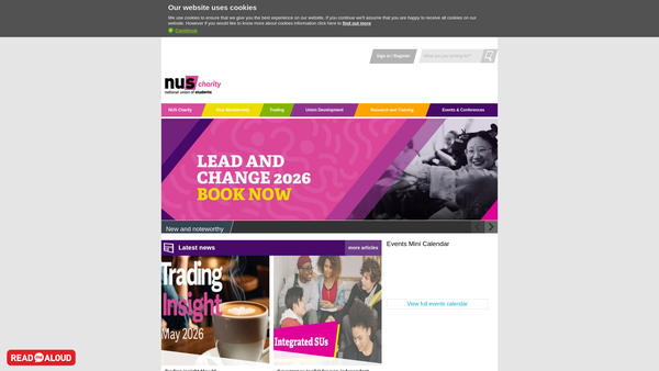Screenshot of the Nus Students' Union Charitable Services website
