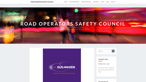 Screenshot of the The Road Operators Safety Council website