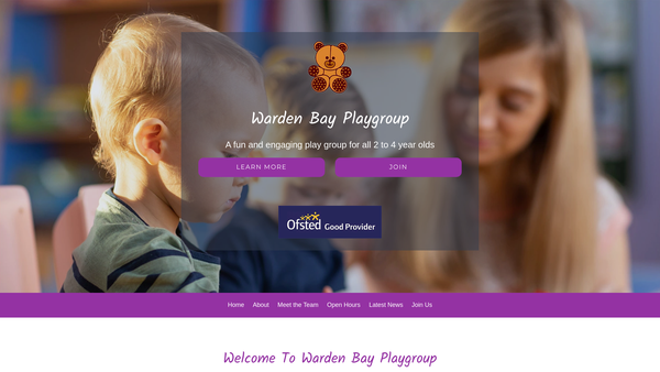 Screenshot of the Warden Bay Playgroup website
