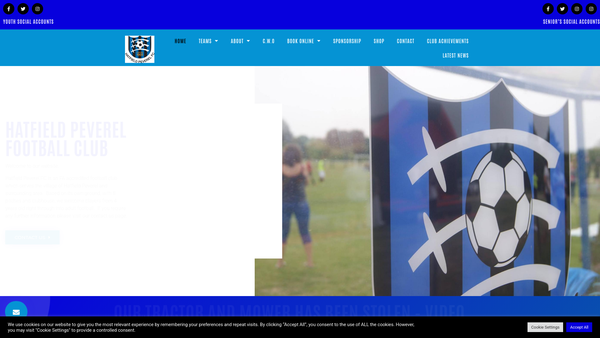 Screenshot of the Hatfield Peverel Football Club website