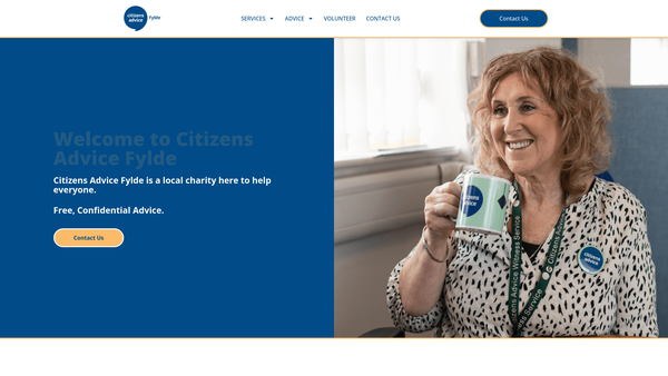 Screenshot of the Fylde Citizens Advice Bureau Ltd website
